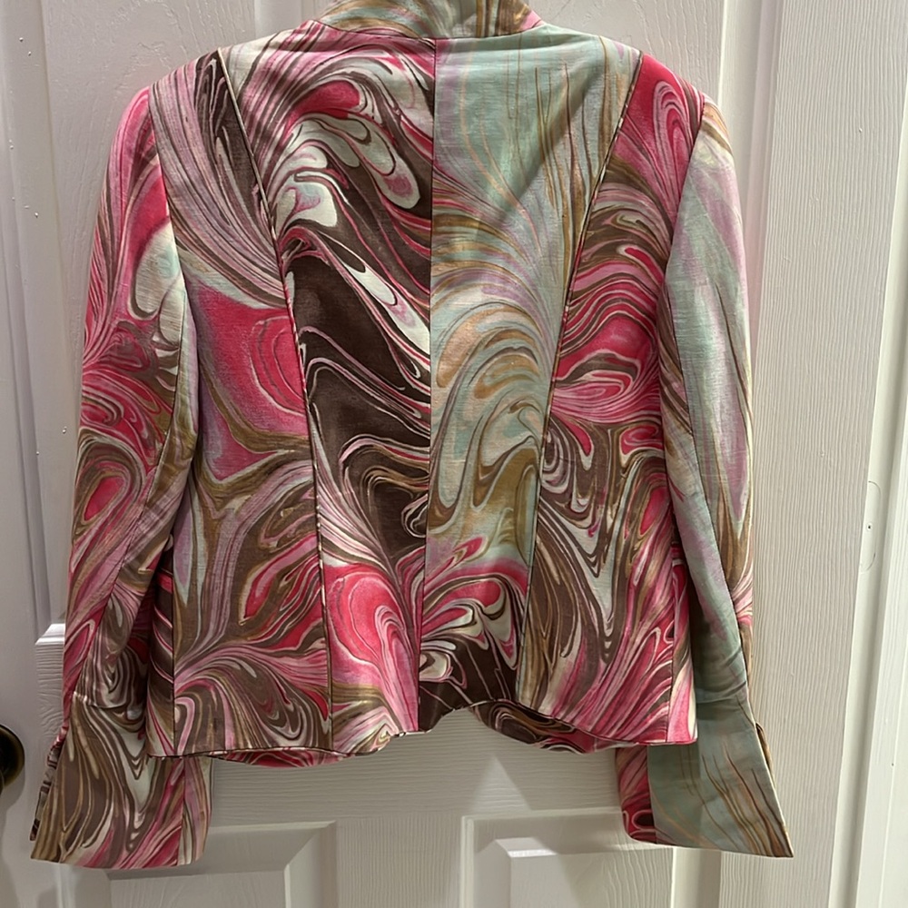 Lafayette 148 New York blazer pink and tan marble design - Picture 3 of 7